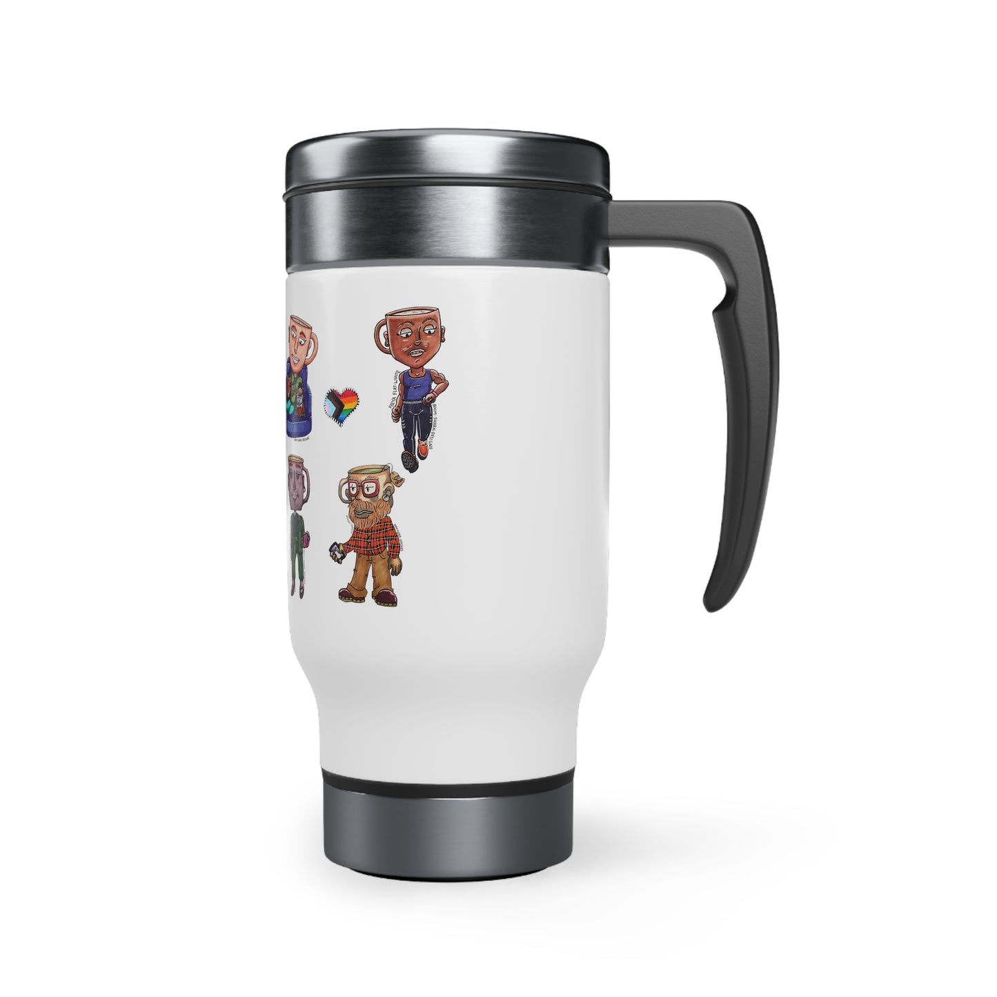 Brew Boos Series One Travel Coffee Mug, Stainless Steel with Handle, 14oz