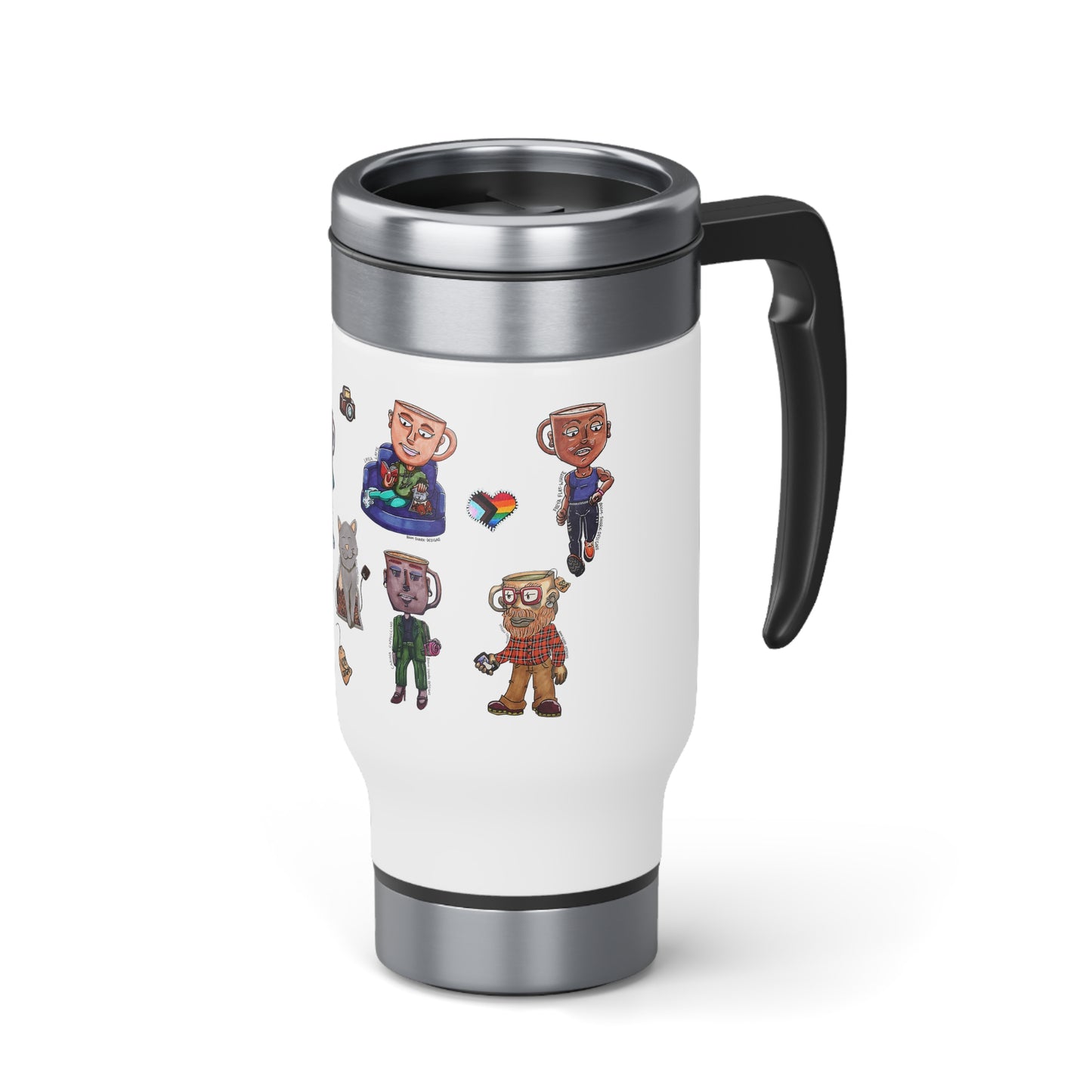 Brew Boos Series One Travel Coffee Mug, Stainless Steel with Handle, 14oz