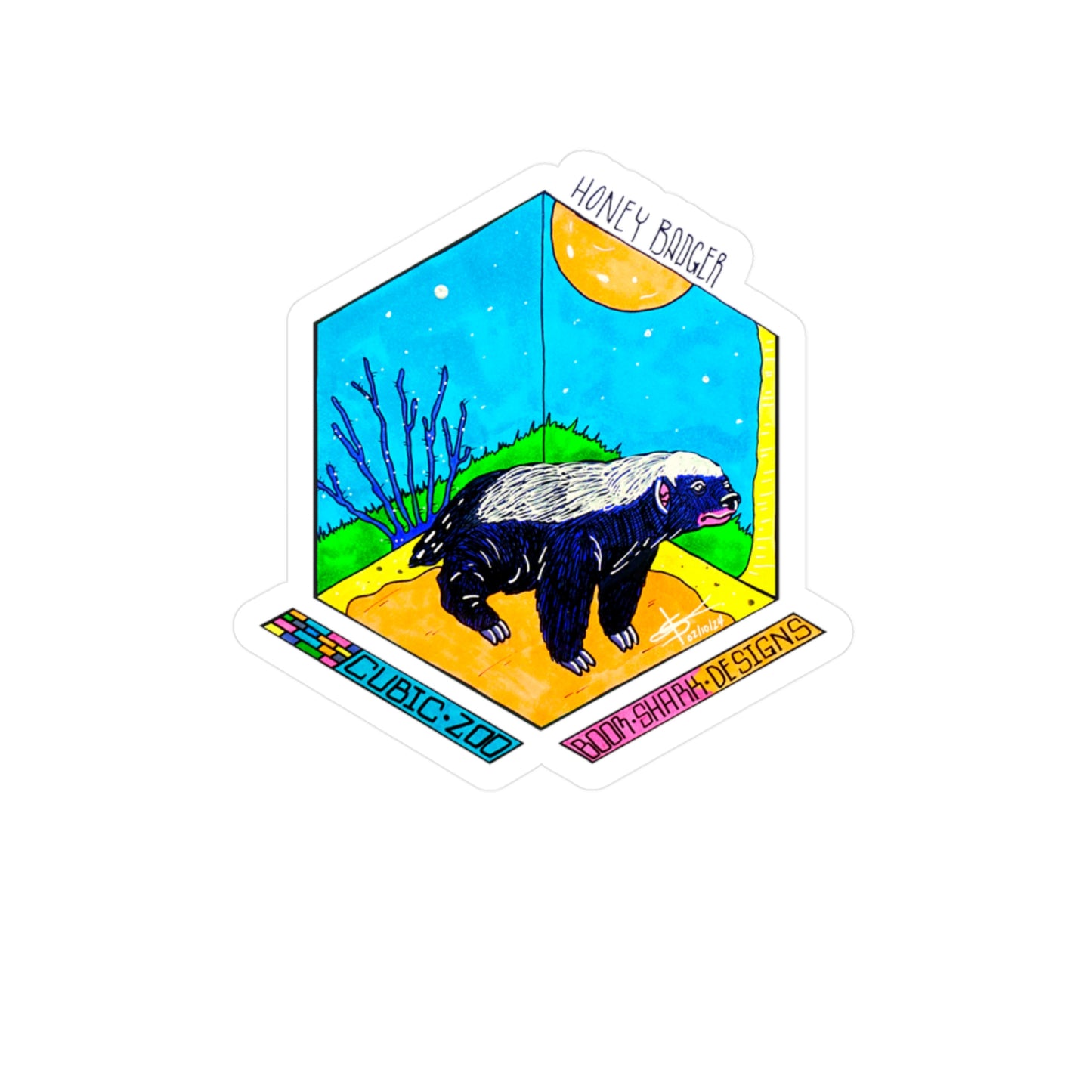 Cubic Zoo— Honey Badger Removable Sticker Decal