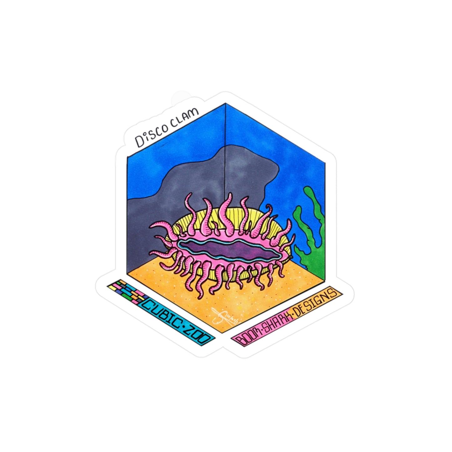 Cubic Zoo—Disco Clam Removable Sticker Decal