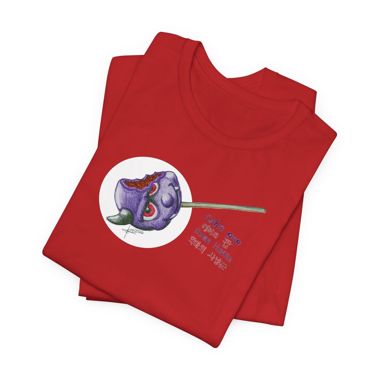 Demon Hunter Cake Pop T‑Shirt — Cute Creepy Kawaii Korean Text Tee